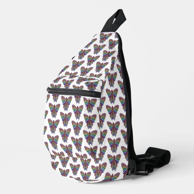 Rainbow Butterfly (white) - Sling Bag (Right Corner)