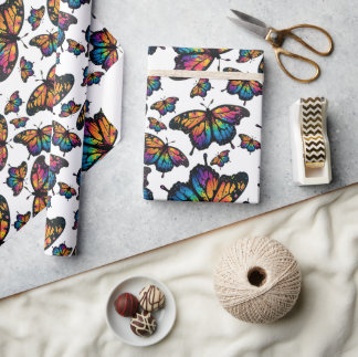Rainbow Butterfly Wrapping Paper, Colourful Wrapping Paper