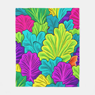 Rainbow Cabbage Leaves Pattern Fleece Blanket