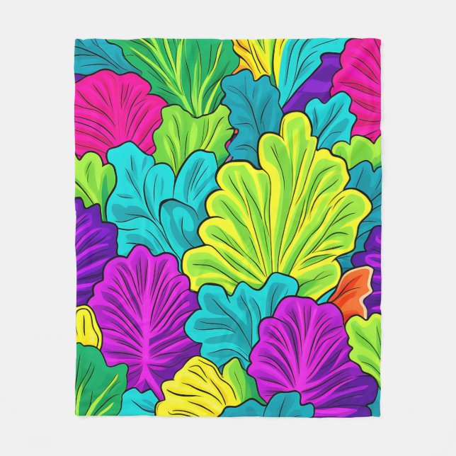 Rainbow Cabbage Leaves Pattern Fleece Blanket (Front)