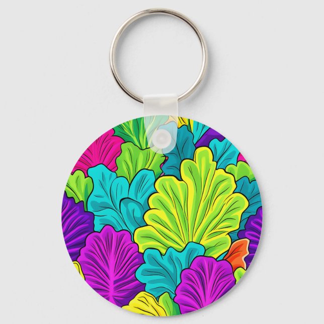 Rainbow Cabbage Leaves Pattern Keychain (Front)