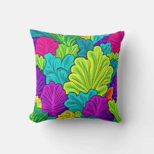 Rainbow Cabbage Leaves Pattern Throw Pillow