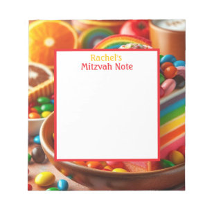 Rainbow Cake and Candy Mitzvah Note Girls Notepad