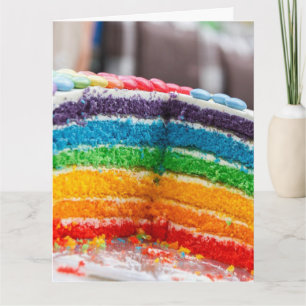 RAINBOW CAKE BLANK INSIDE Folded Greeting Card