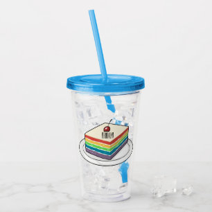 Rainbow cake cartoon illustration acrylic tumbler