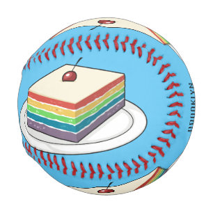 Rainbow cake cartoon illustration  baseball