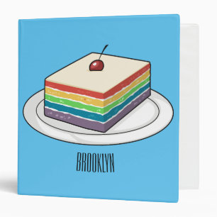 Rainbow cake cartoon illustration binder