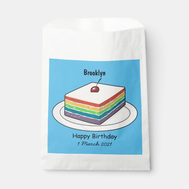 Rainbow cake cartoon illustration favour bag (Front)