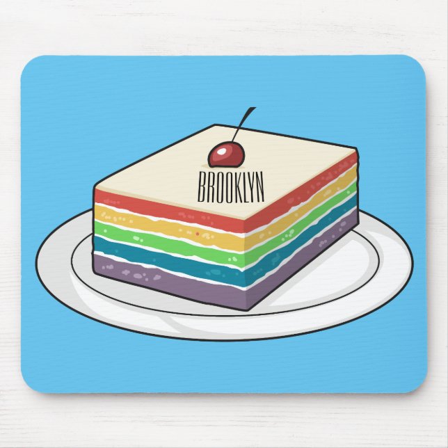 Rainbow cake cartoon illustration  mouse pad (Front)