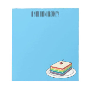 Rainbow cake cartoon illustration  notepad