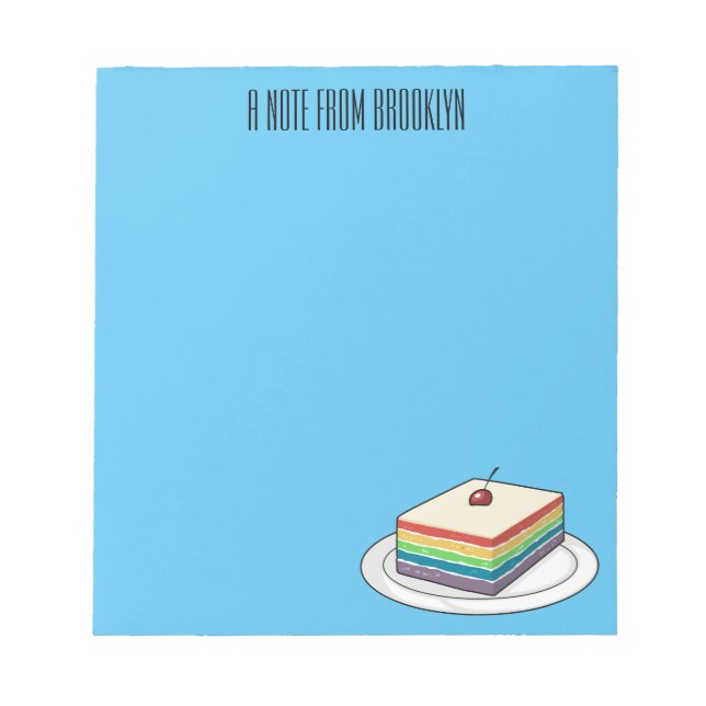 Rainbow cake cartoon illustration  notepad (Front)