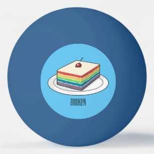 Rainbow cake cartoon illustration ping pong ball