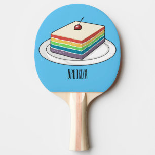 Rainbow cake cartoon illustration  ping pong paddle