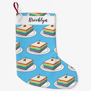 Rainbow cake cartoon illustration small christmas stocking