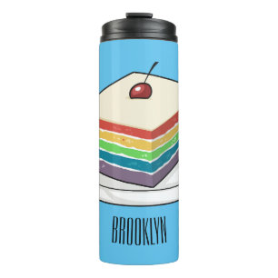Rainbow cake cartoon illustration  thermal tumbler