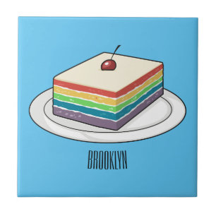 Rainbow cake cartoon illustration tile