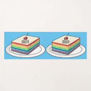 Rainbow cake cartoon illustration  yoga mat