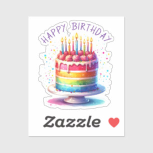 Rainbow Cake Happy Birthday