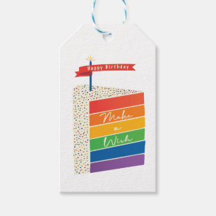 Rainbow Cake Happy Birthday Make a Wish Gift Tags