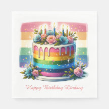 Rainbow Cake Happy Birthday Party Personalized