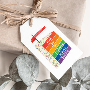 Rainbow Cake Happy Birthday Personalized Custom Gift Tags