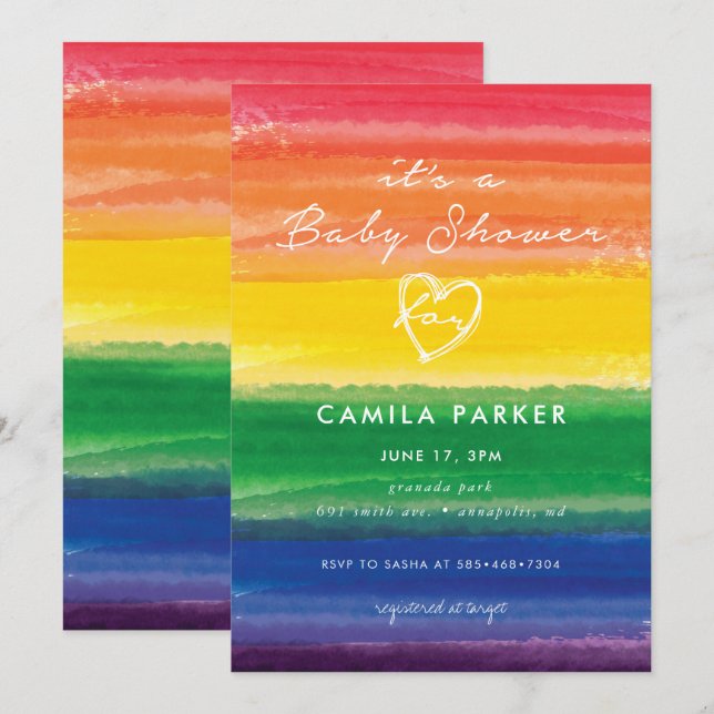 Rainbow cake in Bold Invitation (Front/Back)