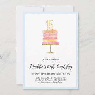 Rainbow Cake   Invitation du 15e anniversaire
