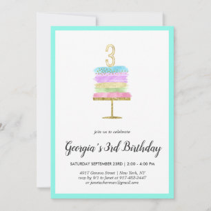 Rainbow Cake   Invitation pour le 3e anniversaire