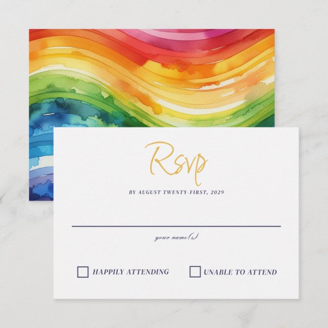 Rainbow Cake RSVP Card (Front/Back)