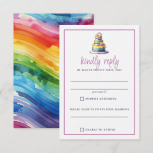 Rainbow Cake RSVP Card