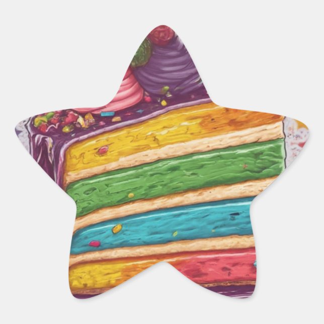 Rainbow Cake Sticker for Celebrations! (Front)