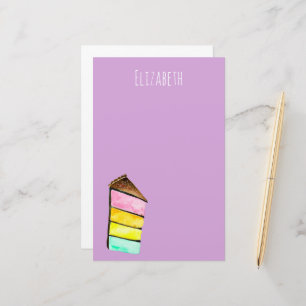 Rainbow Cake watercolor cute Stationery