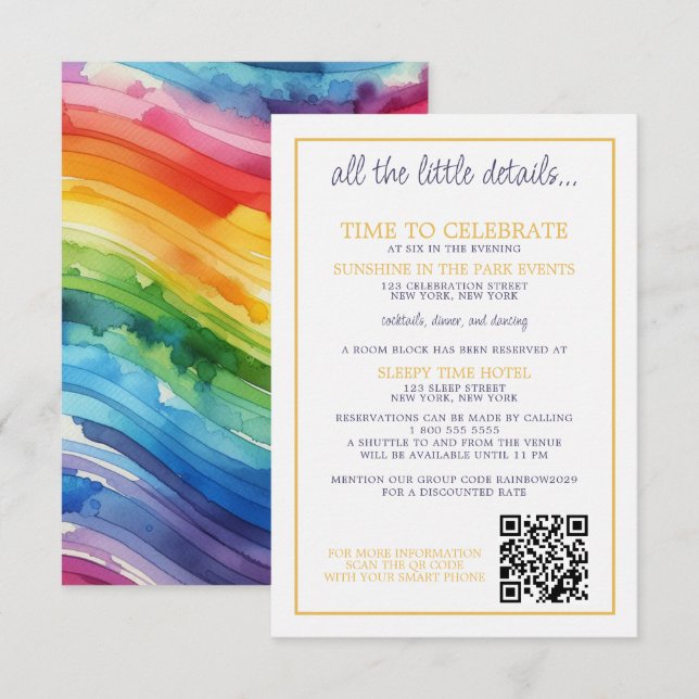 Rainbow Cake Wedding Enclosure Card (Front/Back)