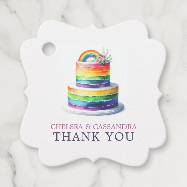 Rainbow Cake Wedding Favour Tags (Front)