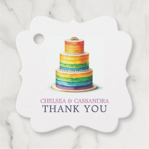 Rainbow Cake Wedding Favour Tags