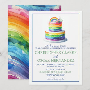 Rainbow Cake Wedding Invitation
