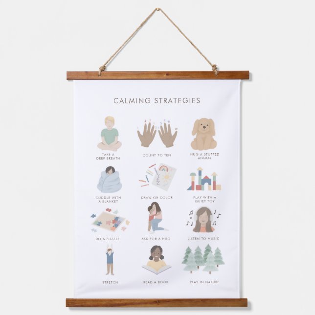 Rainbow Calming Strategies Classroom Decor Hanging Tapestry (Front)