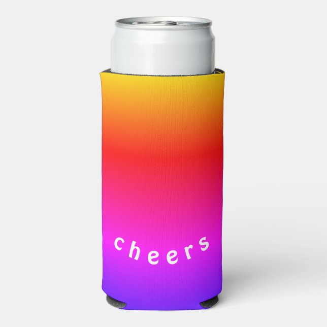 Rainbow Can Cooler Cheers - Custom Text (Seltzer Back)