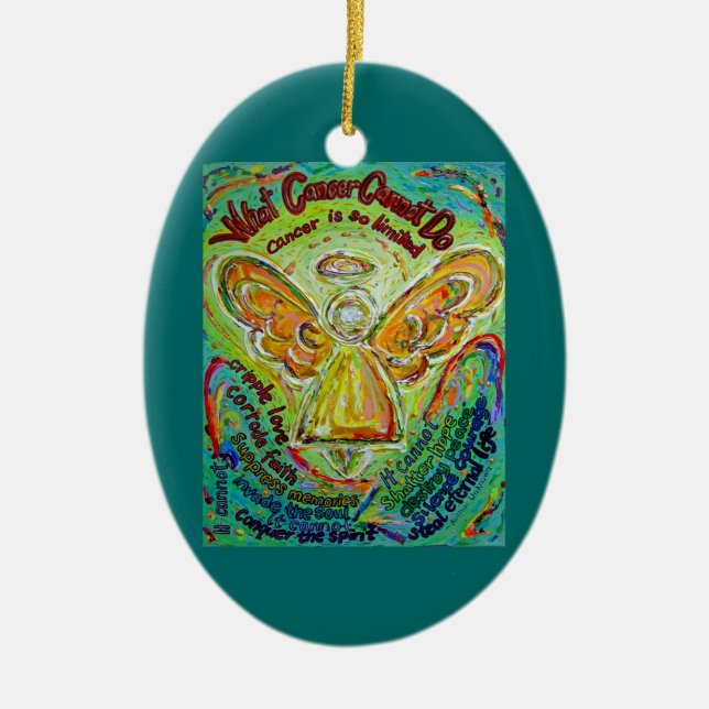 Rainbow Cancer Cannot Do Angel Ornament Customized (Front)