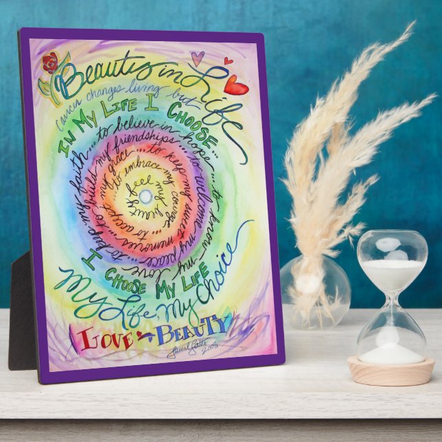 Rainbow Cancer Poem Affirmation Art Plaque (Side)