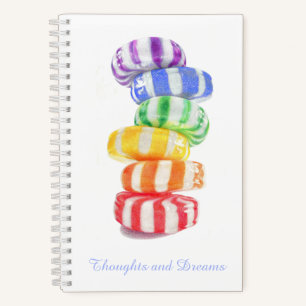 RAINBOW CANDY 5.5x8.5 Spiral Notebook + Text