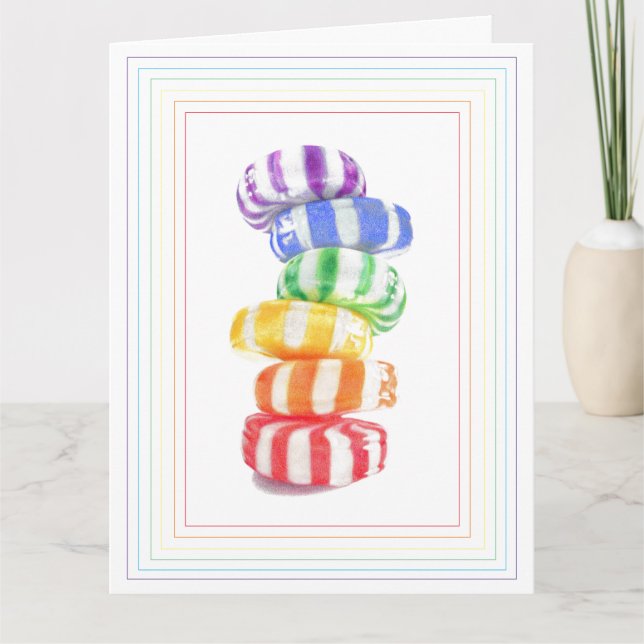 RAINBOW CANDY Big Birthday Card (Front)