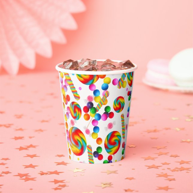 Rainbow Candy Candyland Sweet 16 Birthday Party Paper Cups (Insitu)