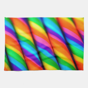 Rainbow Candy Cane Kitchen Towel