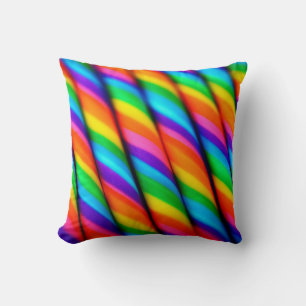 Rainbow Candy Cane Throw Pillow