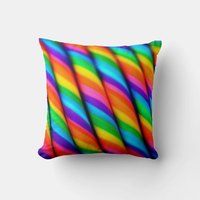 Rainbow Candy Cane Throw Pillow (Front)