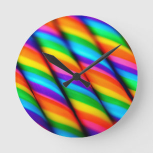Rainbow Candy Canes 2 Round Clock