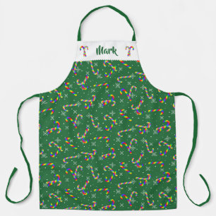 Rainbow Candy Canes Christmas Apron