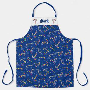 Rainbow Candy Canes Christmas Apron