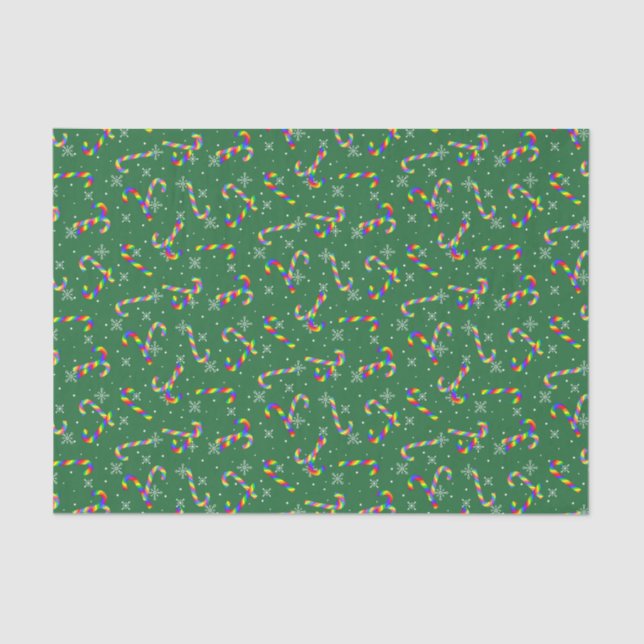 Rainbow Candy Canes Christmas Tissue Paper (Front)